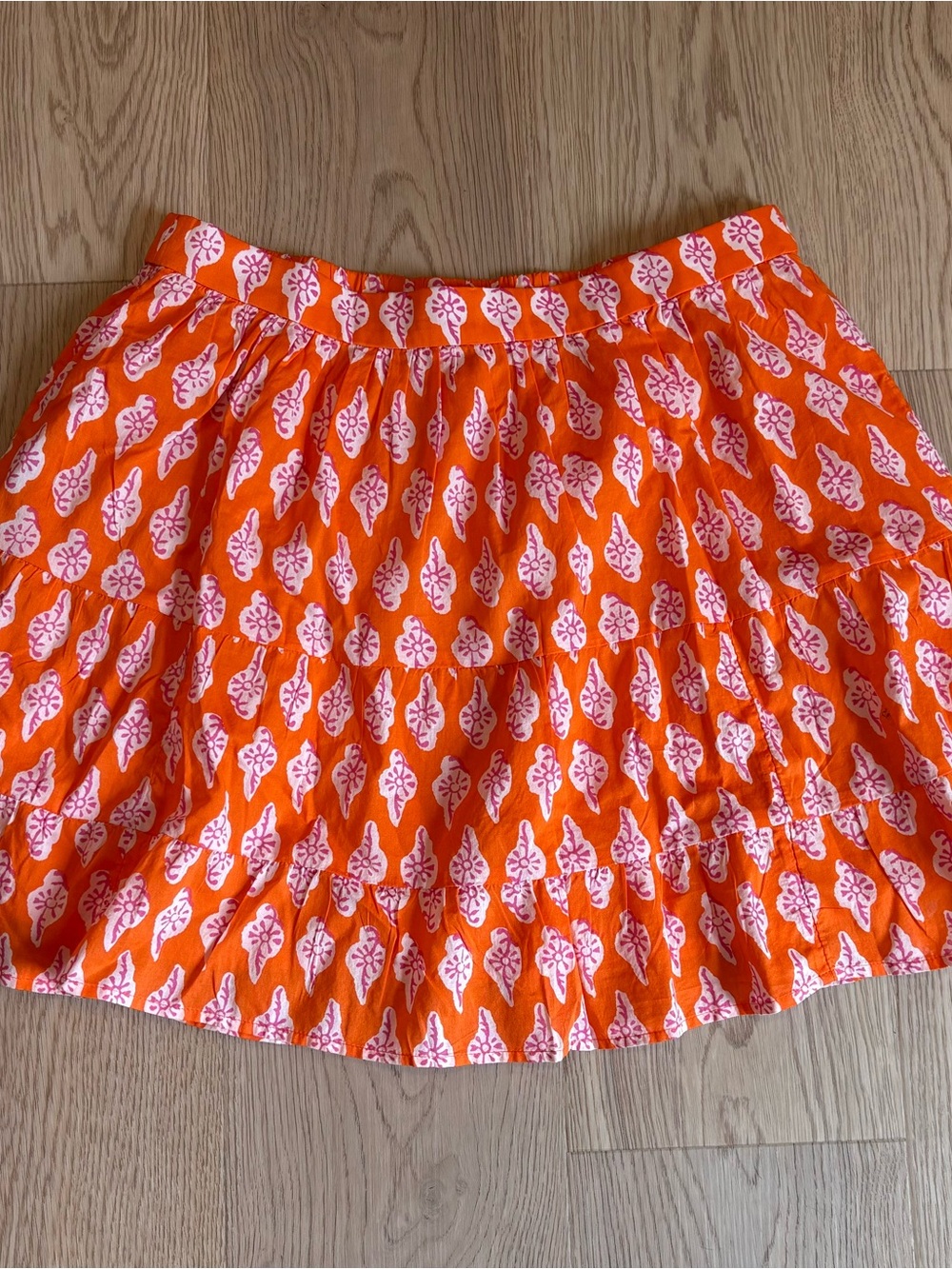 🌸NWT🌸 J. Crew Orange Skater Skirt with White Leaf Print